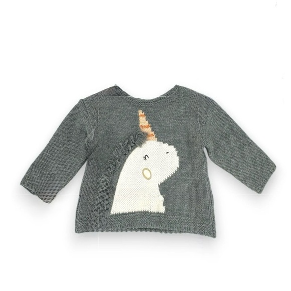 Zara Gray Unicorn Appliqué Sweater 2-3 - Picture 1 of 3